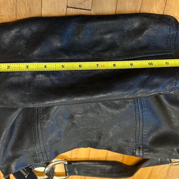 Michael Kors Black Leather Shoulder Purse with Gold Strap Links and Gold Pendant - Picture 10 of 16